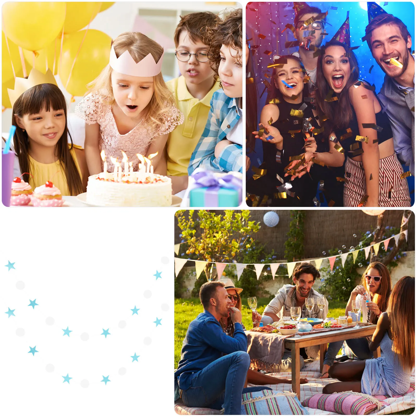 

2 set Star Shaped Birthday Hanging Garland Party Decorations Bunting Flags For Holiday Home Wedding Celebration Decor