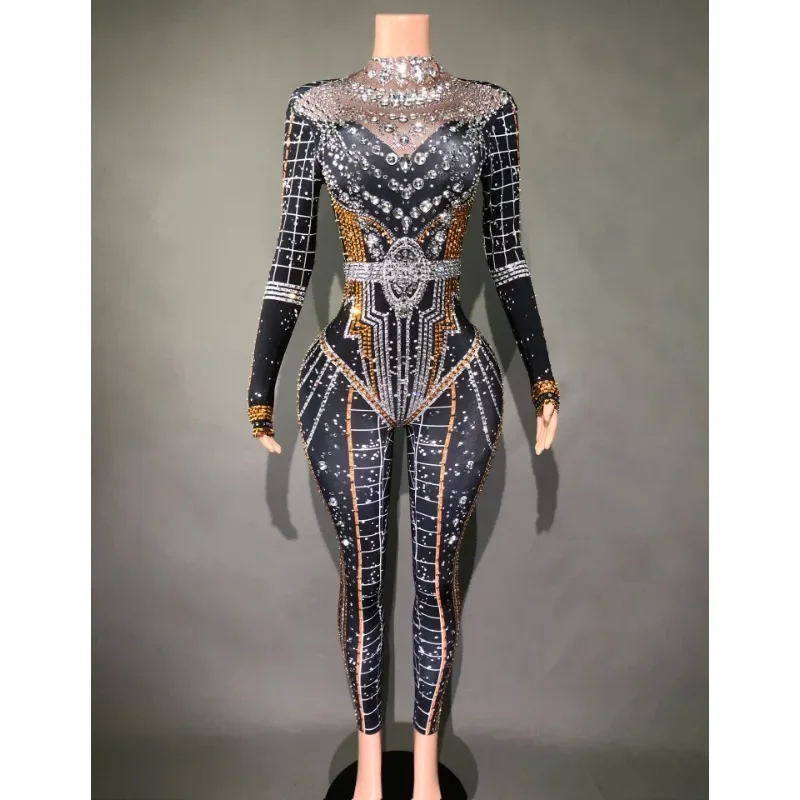 Customized Hot Selling Shiny Rhinestone Tight Fitting Gorgeous Temperament Song and Dance Girl Performance Costumes Leotards