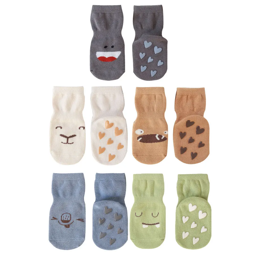 

5Pairs Baby Socks Non Skid Cartoon Pattern Soft Cotton Infant Toddler Grip Socks Breathable Reusable Gift
