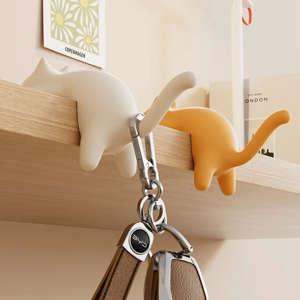 

Creative Desktop Hooks Key Holder Cute Cat-Shaped Hook Desk Ornament Kawaii Office Bag Storage Hook Table Edge Keychain Hooks