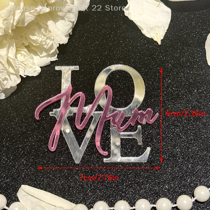 1pcs Double-layer Acrylic Mother's Day Cake Topper Mother's Day Party Cupcake Decoration Supplies