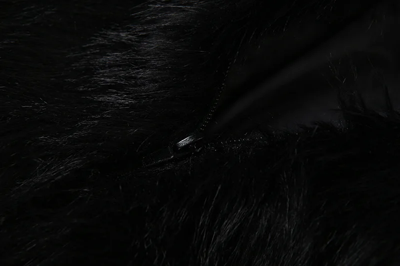 سميكة الدافئة فو الفراء معطف أسود فضفاض 2025 الشتاء النساء الفاخرة موضة الوقوف طوق كم طويل زمم فروي ملابس خارجية جاكيتات #5