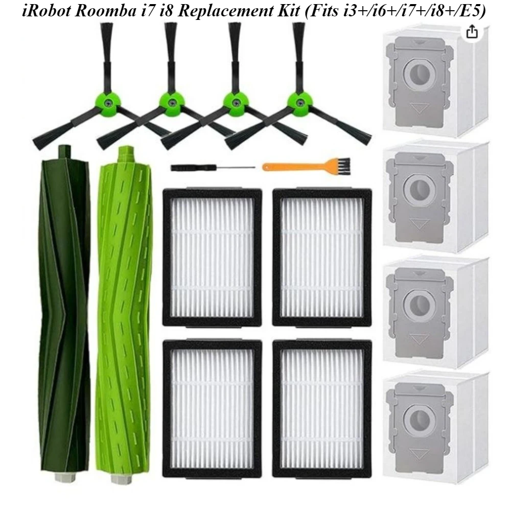 

iRobot Roomba i7 i8 Replacement Kit - Self-Cleaning Brushes + HEPA Filters + Side Brushes (Fits i3+/i6+/i7+/i8+/E5)