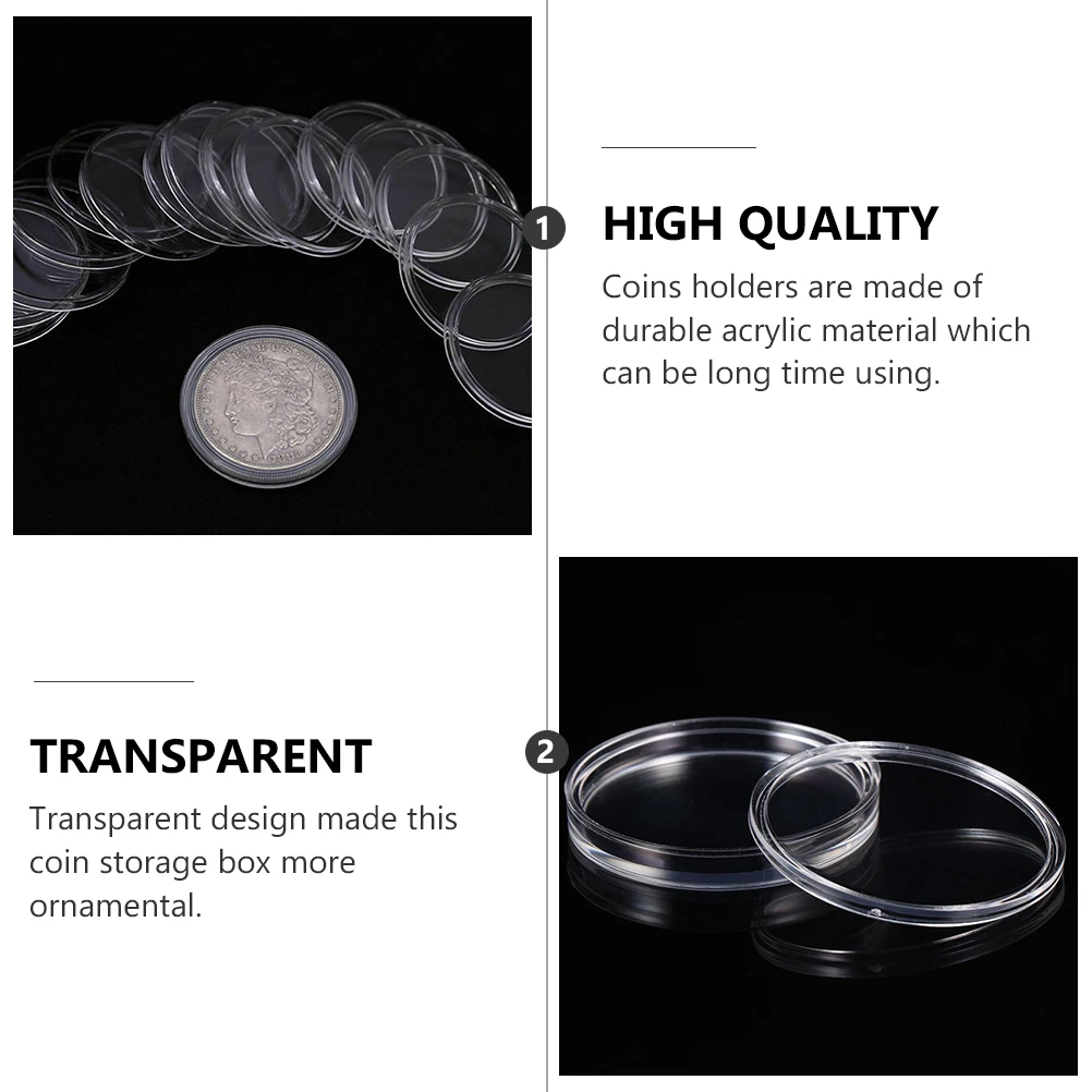 50 PCS Acrylic Coin Box Clear Key Storage Boxes Collection Supplies Protectors Container