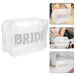 Matrimonio Sposa Kit di emergenza Regali Borsa per trucco da viaggio Elementi essenziali per il trucco Articoli da toeletta Custodia trasparente Necessità di stoccaggio Borsa per trucco in PVC