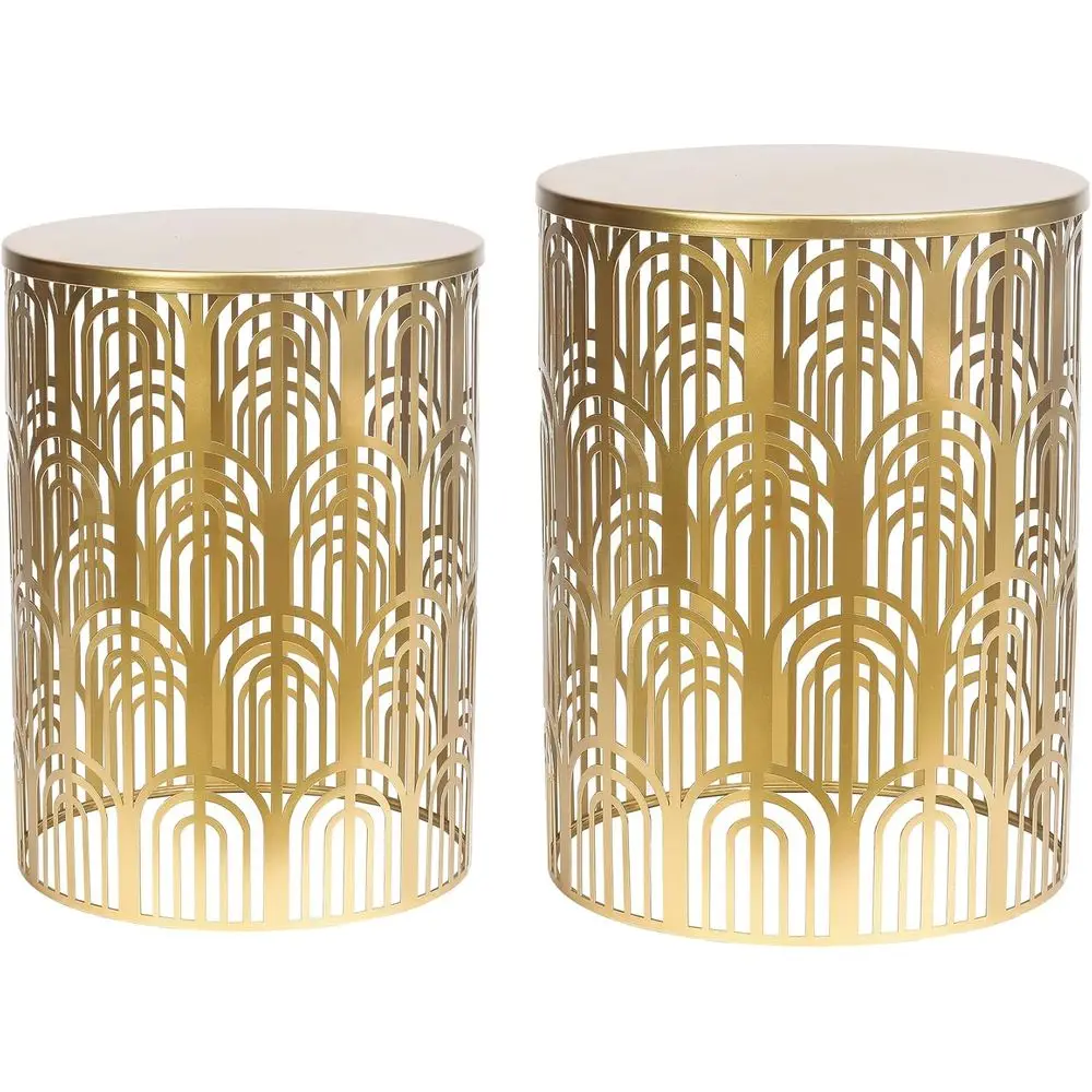 

Luxury Gold Round Side Tables Set of 2 - Ideal for Coffee, Tea, Living Room, Bedroom, or Outdoor Use