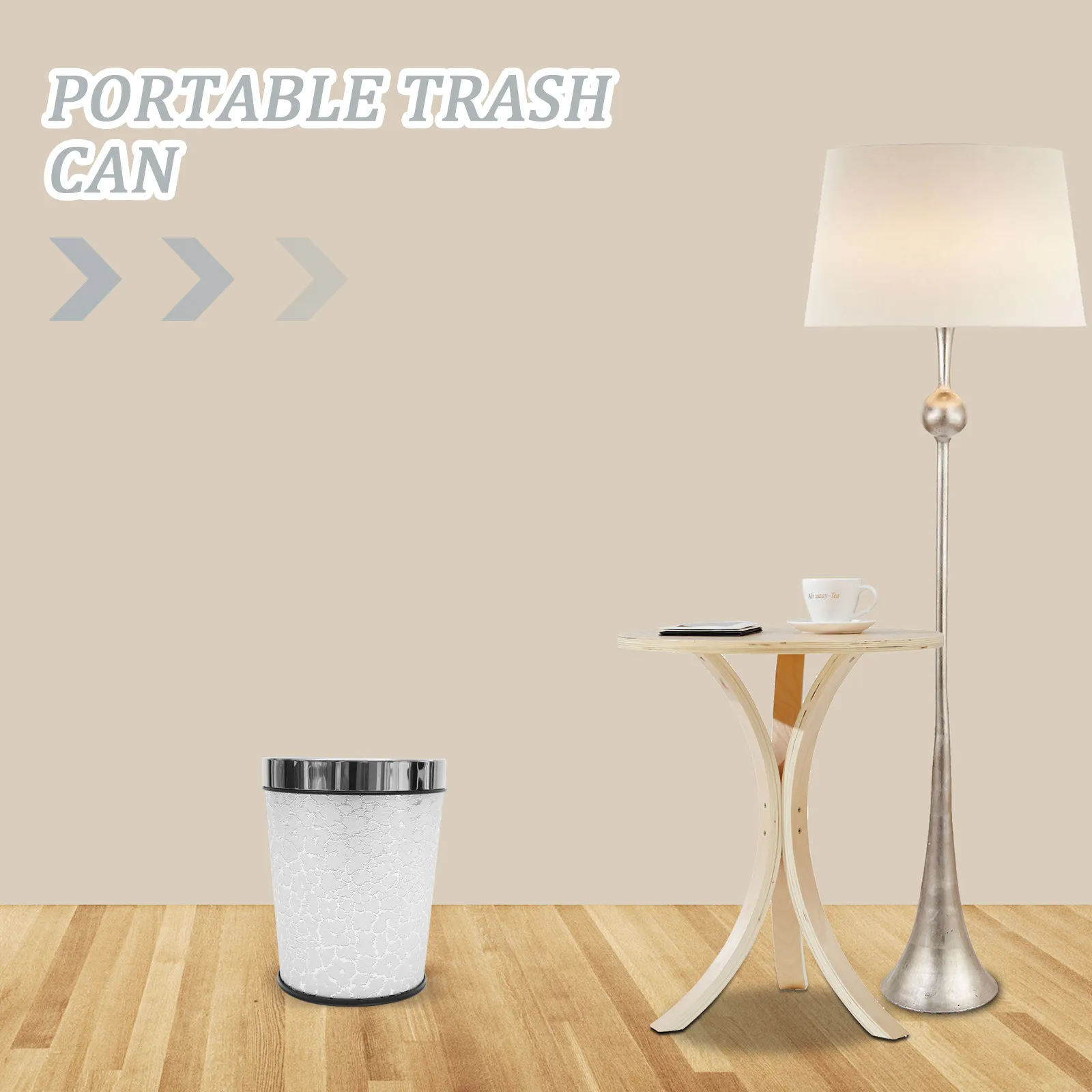 

Simple Retro Trash Bin PP Construction Wide Opening Heavy Duty Household Garbage Can for Kitchen Bedroom Bathroom Living