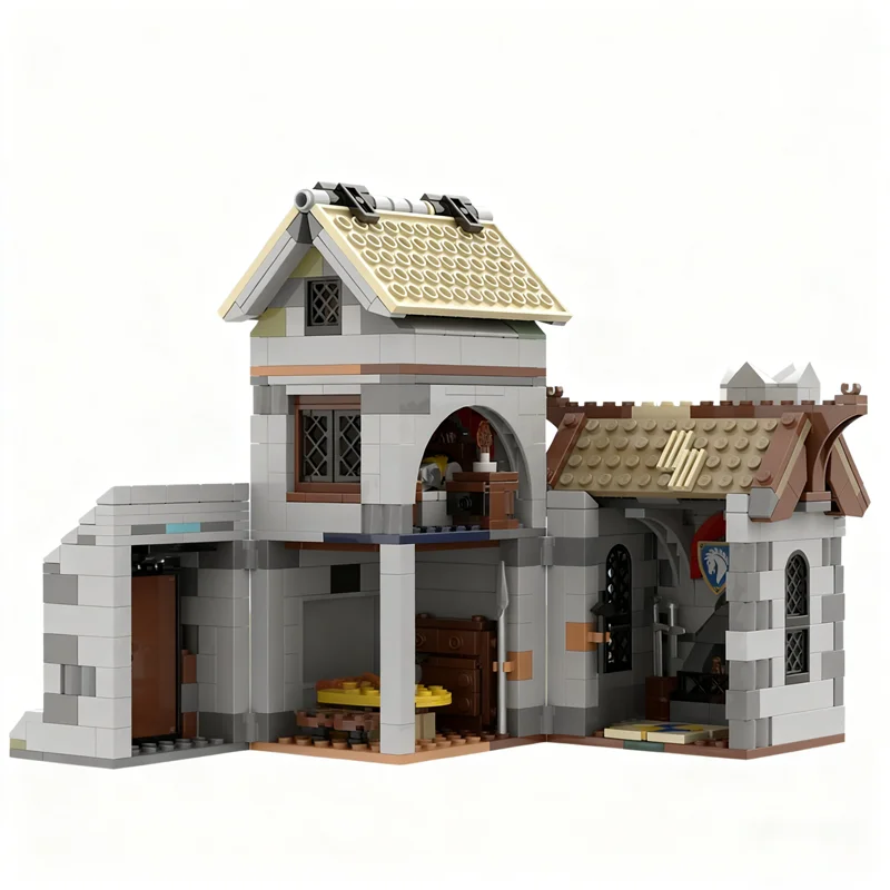 ตัวต่อ MOC ปราสาทยุคกลาง 619 ชิ้น แบบจำลองบ้าน ชุดตัวต่อสร้างสรรค์ DIY ของเล่นเสริมพัฒนาการ ของขวัญคริสต์มาส ตัวต่อสำหรับเด็ก