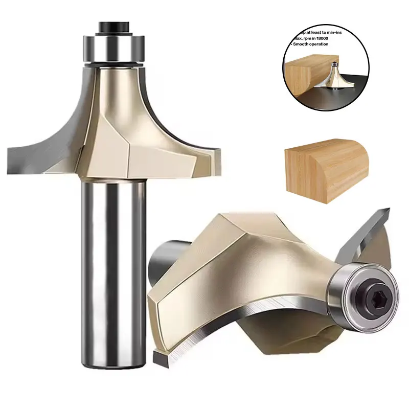 HUHAO Corner Round Milling Cutter Router Bit Bearing Wood Milling Cutter 6.35/8/12.7MM Shank Carbide Cutter Woodworking Tool