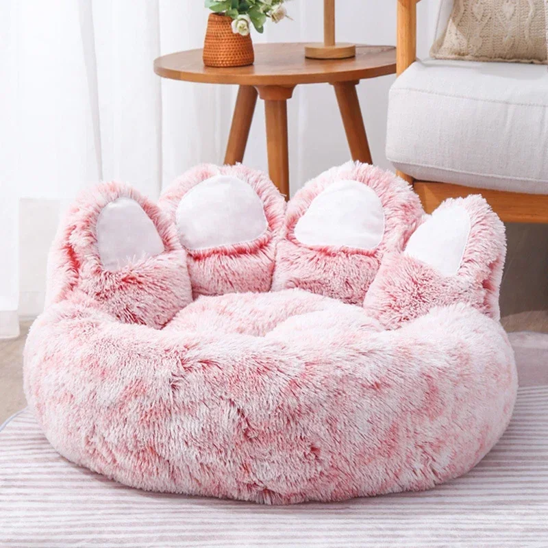 

Warm Kennel Pet Bear Paw Shape House Small Dog Bed Teddy Kennel 0-17kg Removable Washable Cat Beds Deep Sleep Winter Cushion