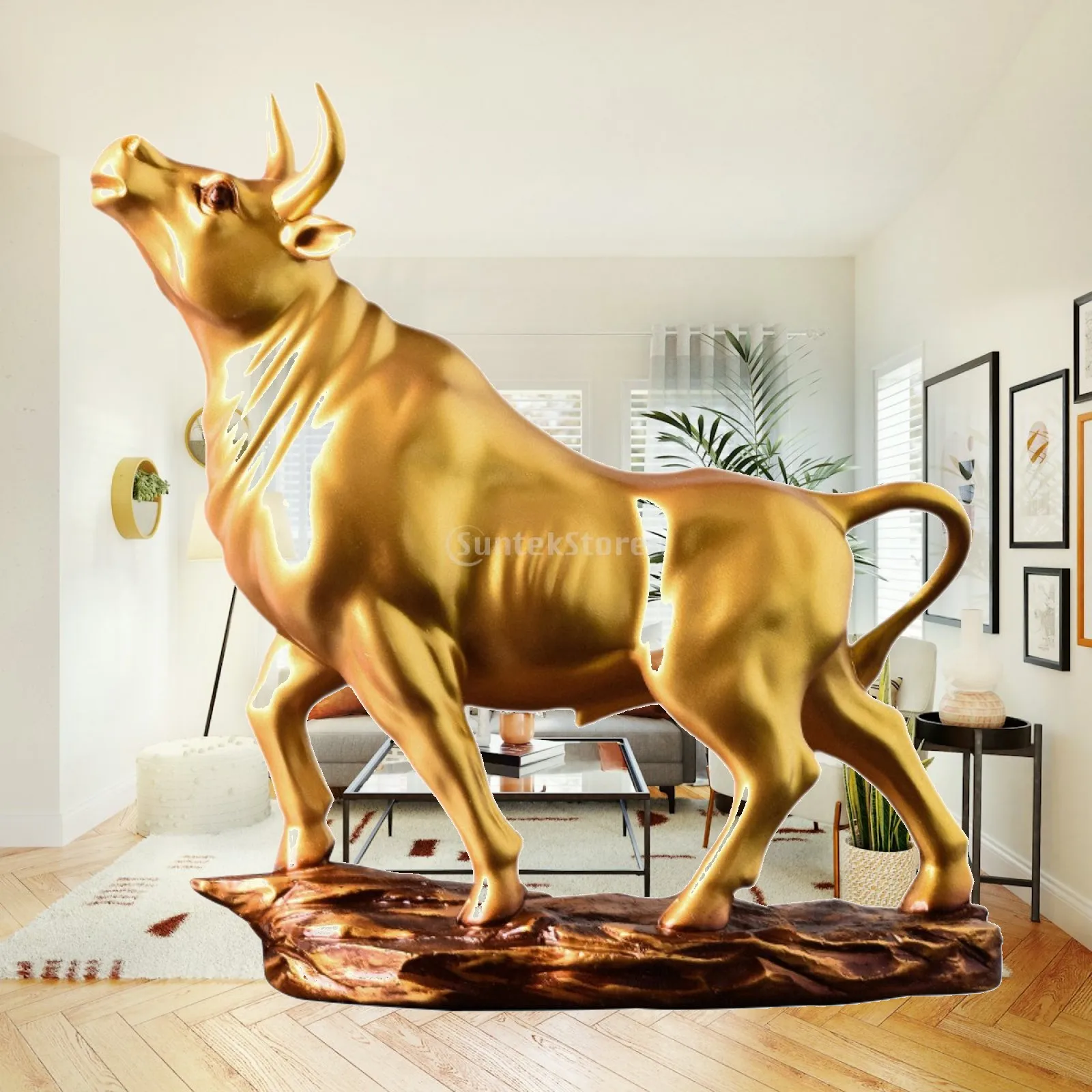 Bull Sculpture Bull Statue Collection Art Ornament Figurine Desktop Ornament for Tabletop Bookshelf Festival TV Cabinet Porch