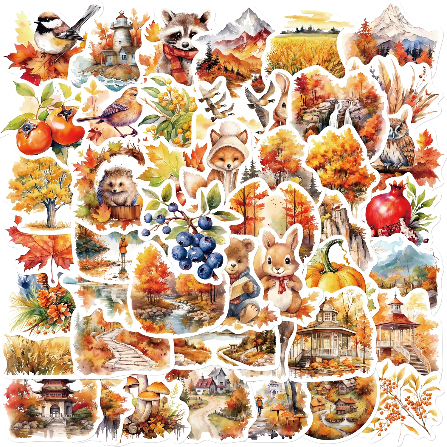 50PCS Autumn Harvest Stickers Exquisite Handheld Materials Phone Cases Laptop Suitcases Water Cups Waterproof Stickers