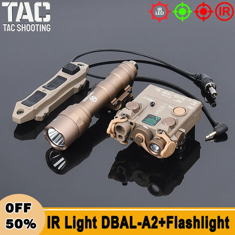 

WADSN Tactical DBAL-A2 Red Green Dot Aiming IR Laser Surefir SF M300A M600U Metal Flashlight With Dual Control Pressure Switch