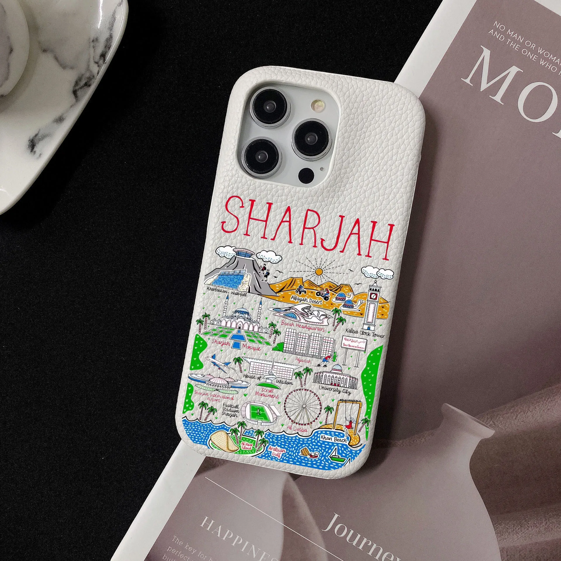 

Personalized Customized SHARJAH Leather Case For Iphone 15 16pro max 16 14 13 Pro Max 12 Mini 11 kafr letters Luxury Covers