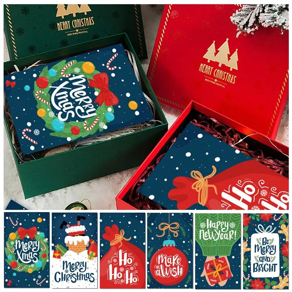 50PCS Package Insert Merry Christmas Cards Gift Xmas Tree 5.4*9cm Greeting Postcard Gift Box Ornament Note Card Christmas