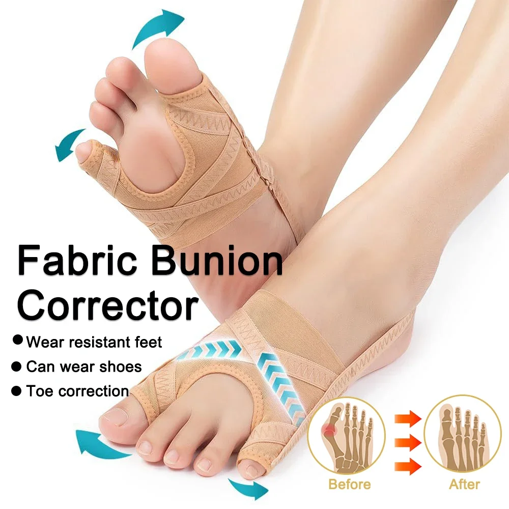 Corrector de juanete de tela, transpirable, ajustable, manga de Hallux Valgus, separador espaciador, Corrector de dedos, calcetines deportivos para juanetes para correr