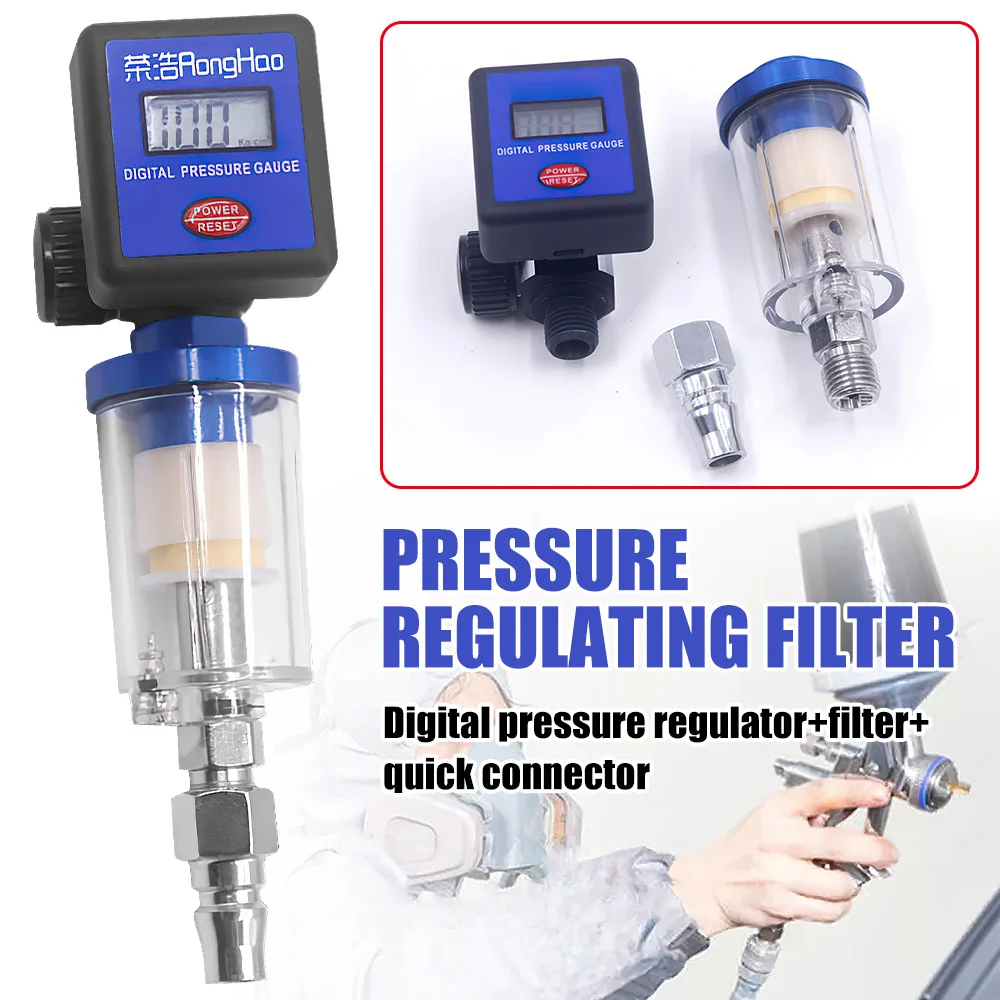 Digital Pressure Regulator Paint Spray Gun Air Pressure Gauges Water Oil Separator Filter Pneumatic Spray Gun Tool Accessories