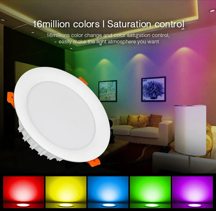 Miboxer-FUT065 Painel LED Downlight, 18W, RGB + CCT, AC 100V-240V, Ponto de iluminação interior, Luzes de teto, controle remoto e aplicativo