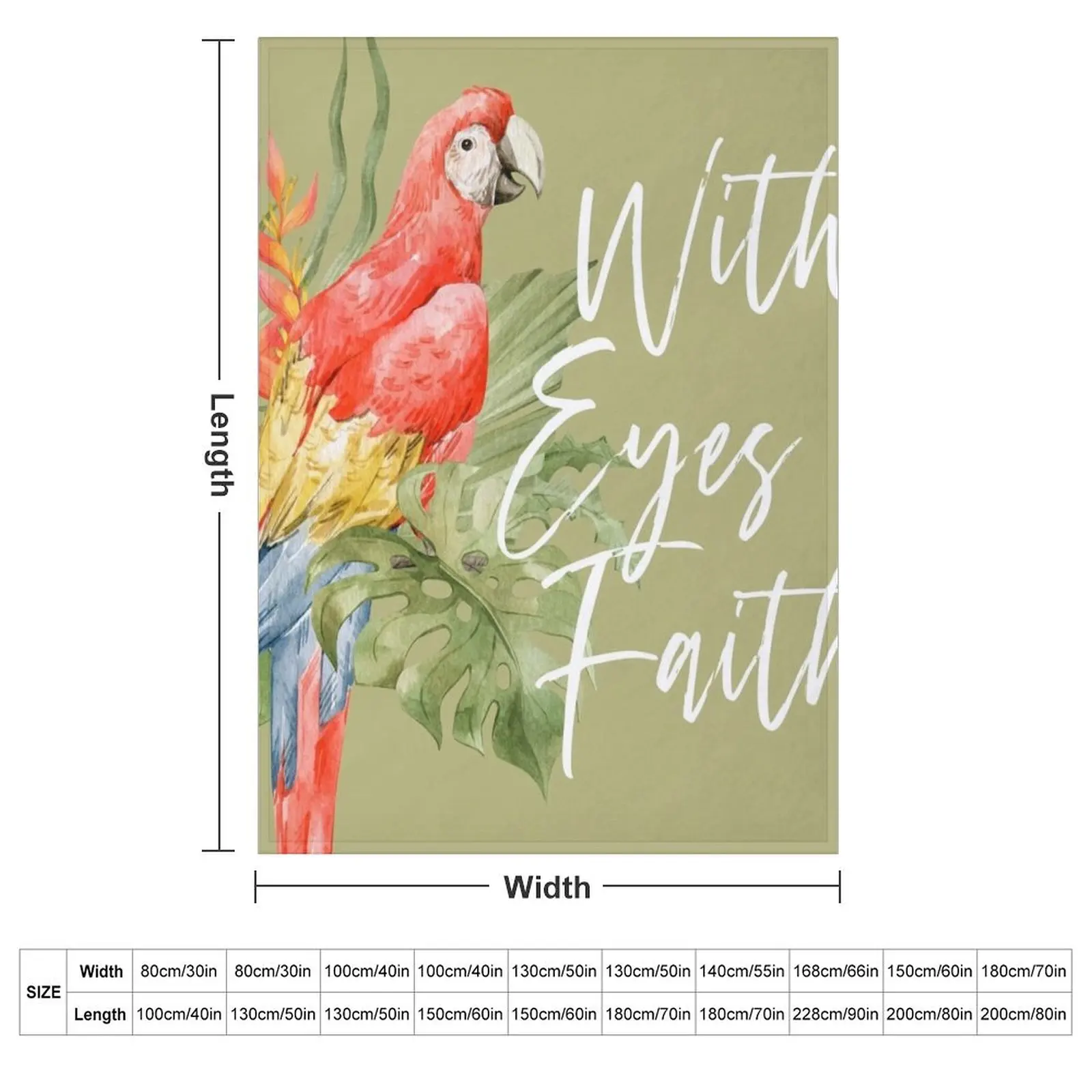 WITH EYES OF FAITH (PARROT) Throw Blanket sofa bed Flannel Fabric Decorative Throw Furry Thermals For Travel Tourist Blankets
