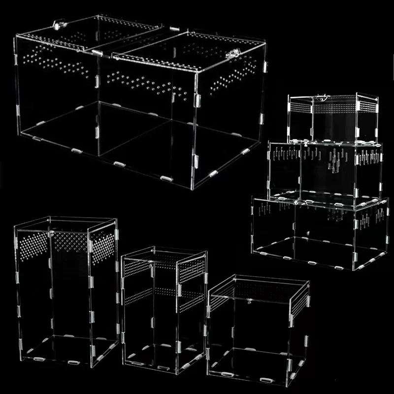 

Acrylic Reptile Breeding Tank Habitat Clear Terrariums Feeding Box for Tarantula Spider Isopod Lizard Enti's Roach Invertebrates