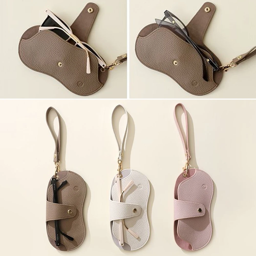 Soft Lychee Pattern Pu Leather Glasses Bag Retro Sunglasses Case Portable Myopia Frame Case Simple Eyeglasses Bag image 2