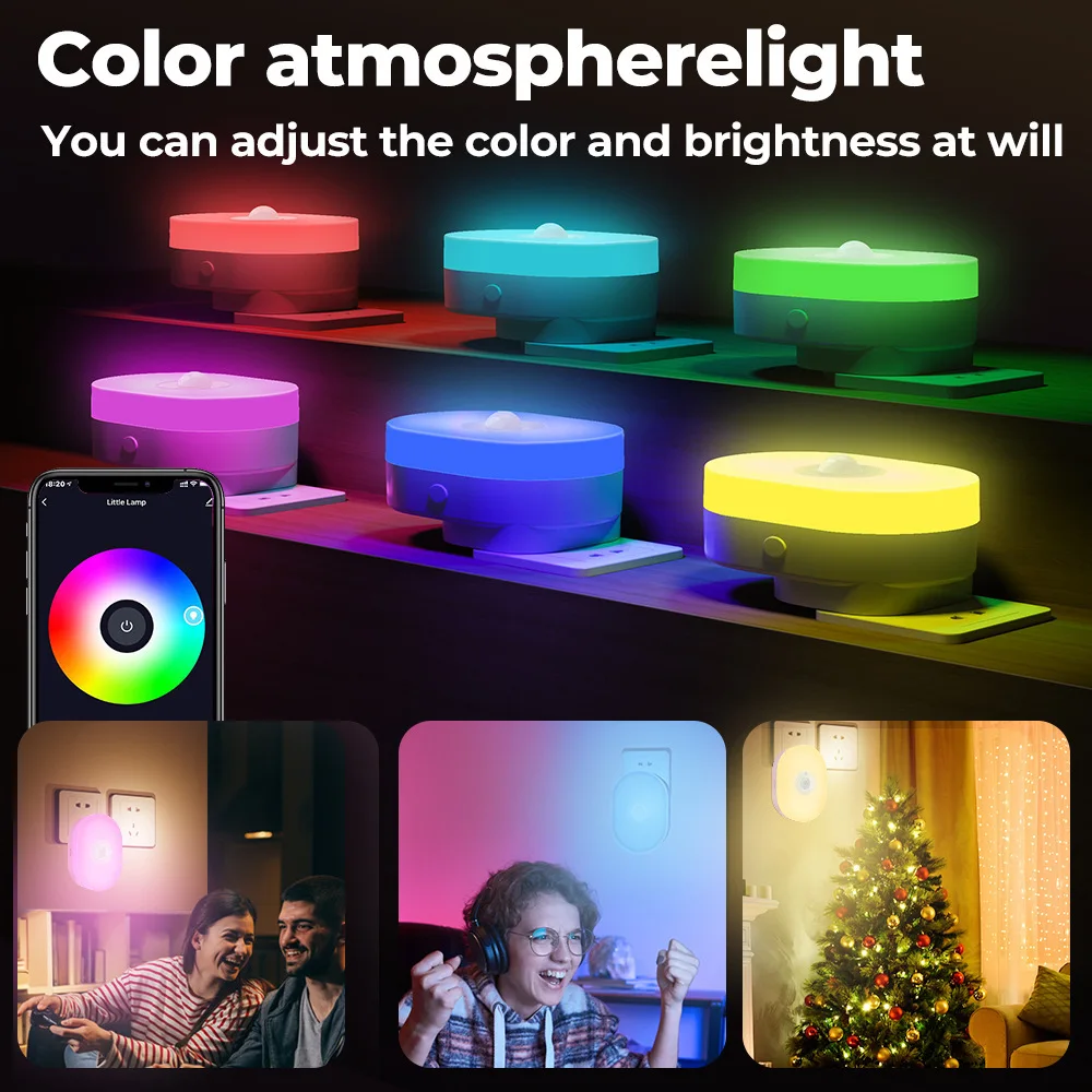 Novelties Mood Light Smart Home ApplianceWifi Night Light Infrared Bod Sensor Sensing Night Light APP Remote Control Voice Timer