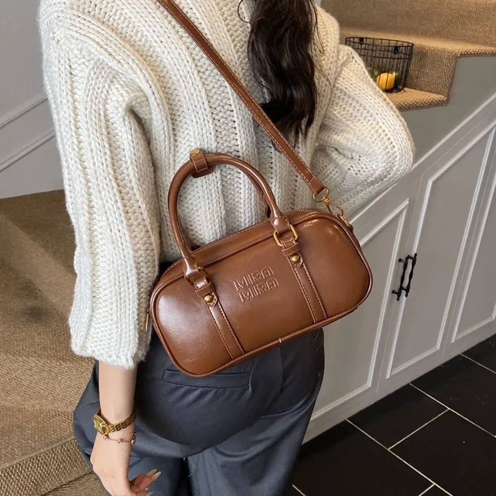 

Ins Сумка для боулинга из искусственной кожи, однотонная сумка из искусственной кожи, сумка Boston, большая вместительная сумка на ремне в корейском стиле, дорожная сумка