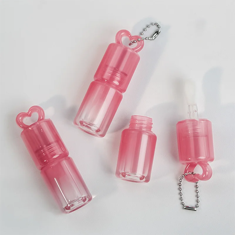 3pcs Heart Shape Hollow Gradient Color Lip Gloss Tubes Big Wand Brush Lip Oil Bottles Empty Lipgloss Tube Lipstick Bottles