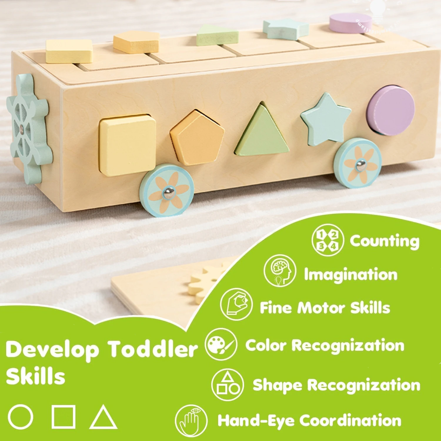 Montessori Toys Color&Shape Sorting Learning Matching Box forToddlers，Wooden Early Learning Toys， Ideal Christmas, Birthday Gift