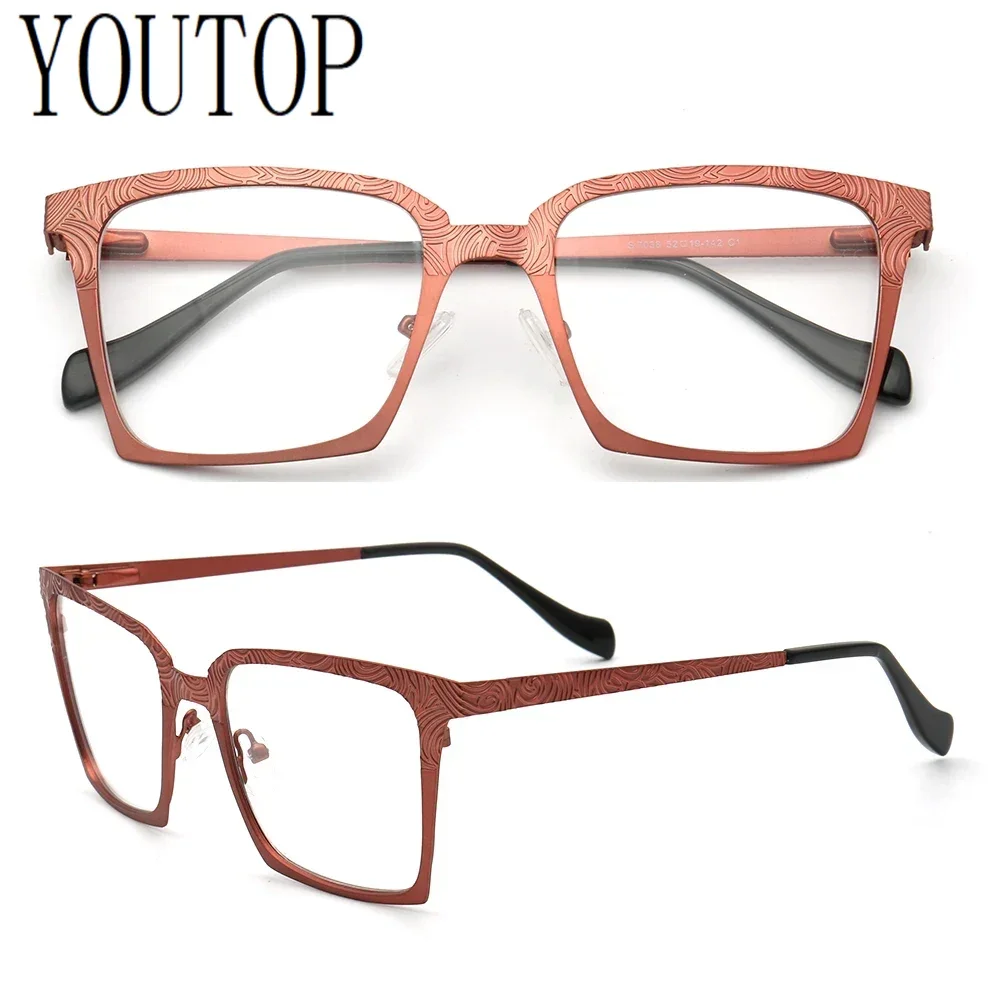 Men Square Metal Eyeglass Frames Women Oversize Optical Glasses Frames Full rim Modern Fashion Eyewear Prescription Spectacles