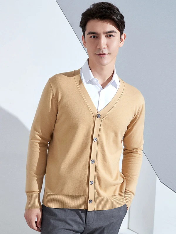 

New Men's Large V-Ne Knitted Wool Sweater Air Conditioning Casual Oversize Fce Outerwear Knitted Cardigan Coat