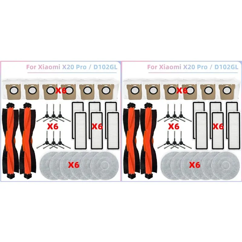 

A36T-2 Набор для робота-пылесоса Xiaomi X20 PRO/D102GL Детали пылесоса Основный ролик Боковая щетка Hepa-фильтры Швабра Тканевые мешки для пыли