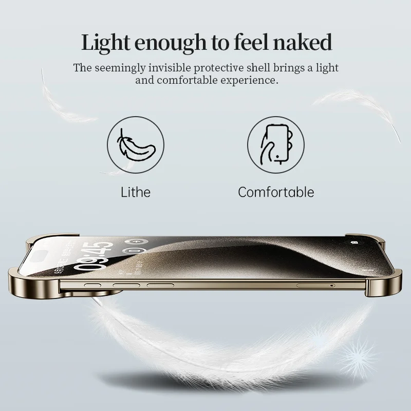 Luxuriöse unregelmäßige Metall-Stoßstangen-Telefonhülle für iPhone 14, 15, 16, 17, Pro Max, stoßfeste Aluminium-Eckpolster, ultradünne Abdeckung – Detail 6