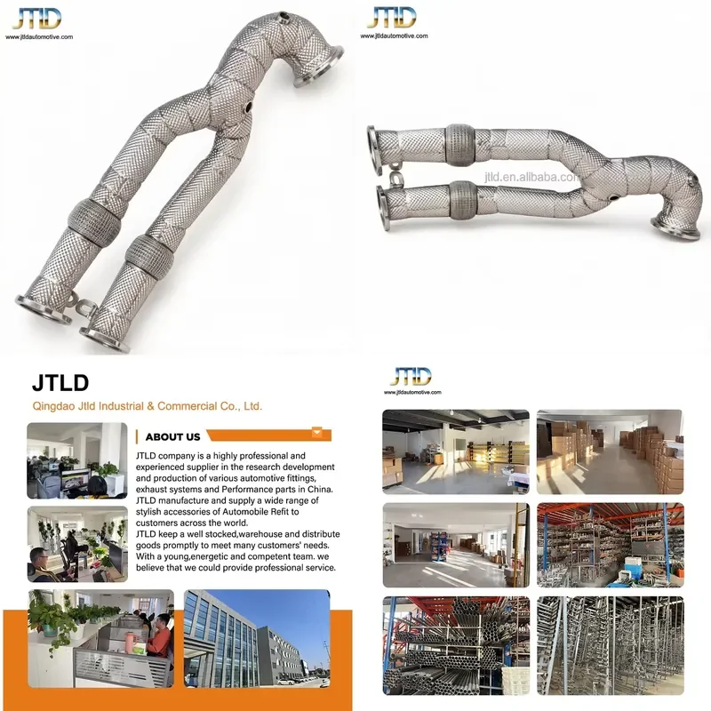 JTLD Premium Exhaust Downpipe Wrap Heat Shield Components for Audi RS3 2.5T 2017+ Stainless Steel Smooth Pipe Design