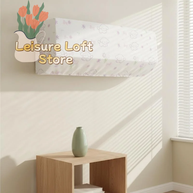 Air Conditioner Dust Cover 2PCS Universal Wall Mounted Breathable Washable Cartoon Print Dustproof for Bedroom Living Room