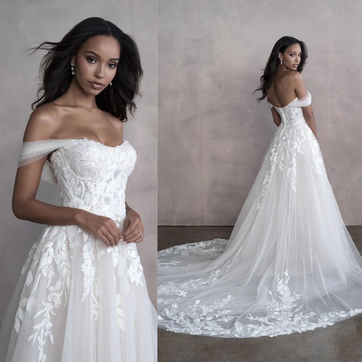 

Luxurious White Wedding Dresses Sweetheart Off the Shoulder Lace Appliques Backless Evening Gowns Vintage Elegant Bridal Dress