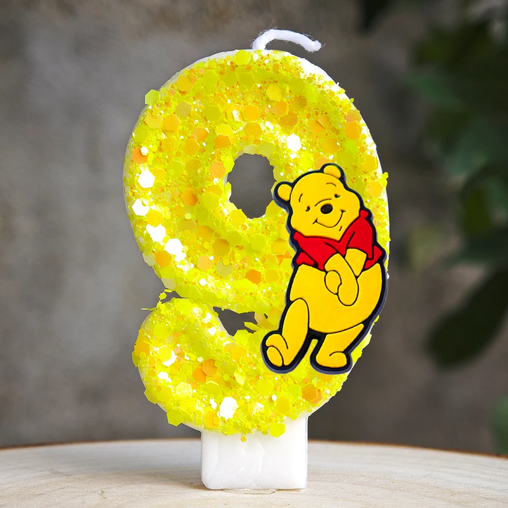 Niedliche Winnie The Pooh Kerzen Mottoparty Nummer 0-9 Kindergeburtstag Party Tortenaufsatz Babyparty Dekoration für Partyzubehör