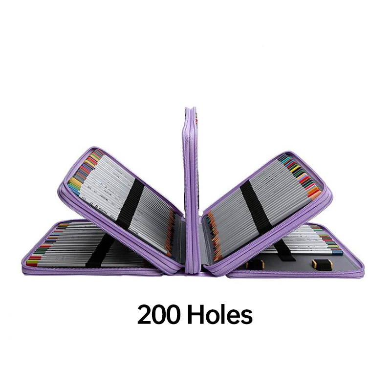 200/252 Hole Color Pencil Case Marker Holder Large Capacity Shockproof Artistic Office School Supplies Student Stationery Bag