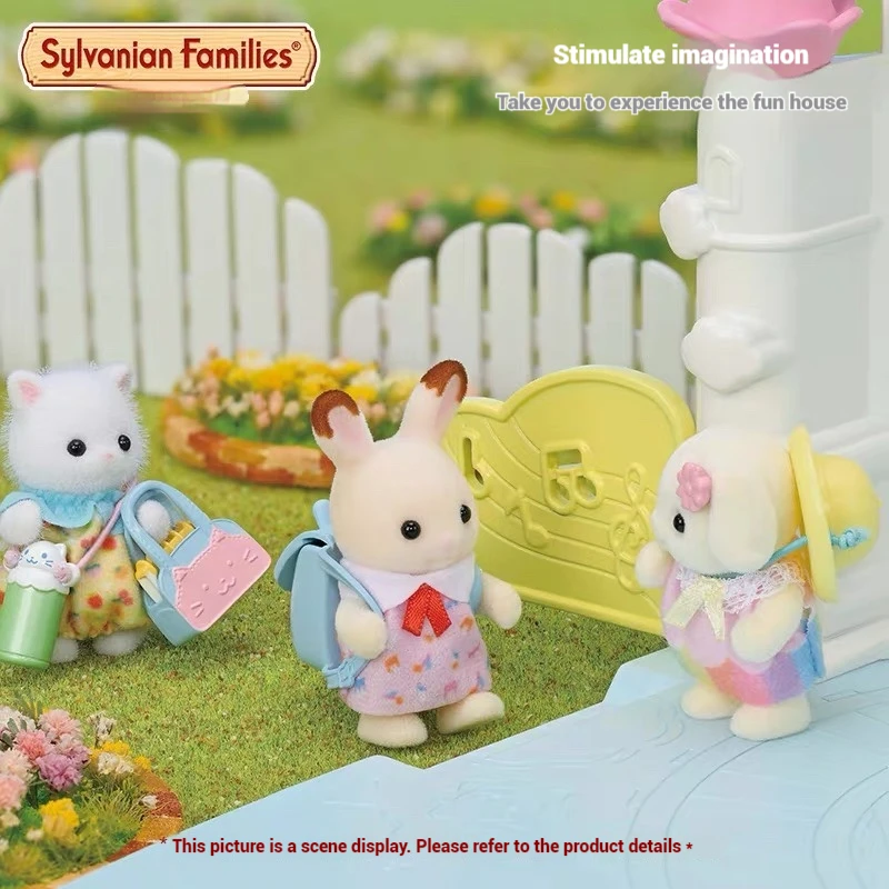 Figurines de personnages d'anime de la famille Sylvanian, jouets de collection, décoration de chambre, école maternelle, fixe, aller à l'école, authentique