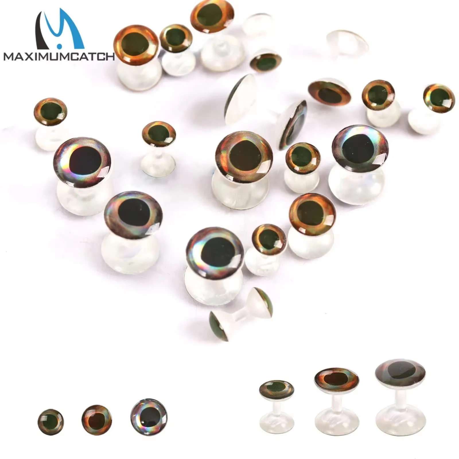 Maxcatch 25pcs Fly Tying Dumbbell Eyes 6/8/10mm 4D Resin Realistic Weightless Eyes Lure Making Fishing Fly Tying Materials