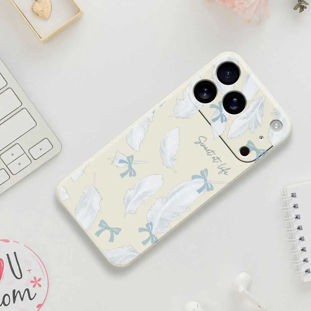 

Feather Bowknot Phone Case For iPhone 17 Pro Max 17 Air 16 15 14 13 12 11 Pro Max XS Max 7 8 Plus 16e 16 15 Plus TPU Cover Coque