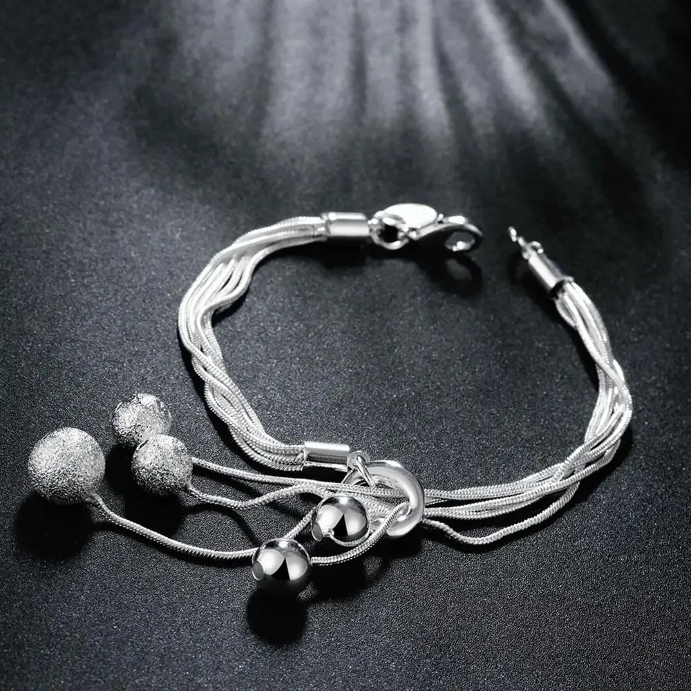 

wholesale , Charms beads Chain Beautiful bracelet silver color fashion for women Wedding nice bracelet jewelry