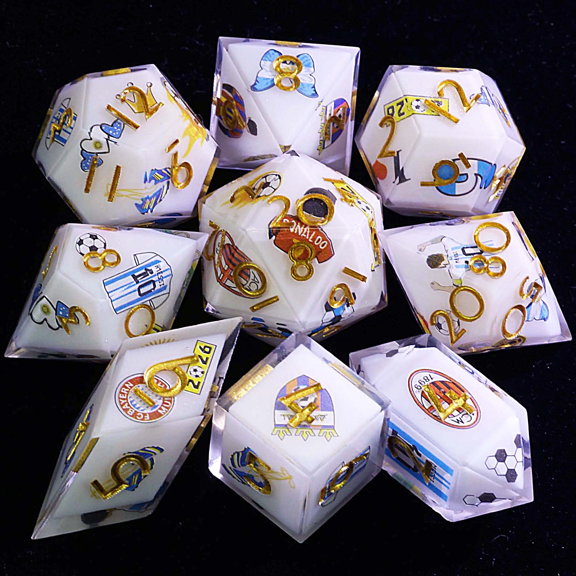 

9 Football Dice Set D&D Soccer Team Kit