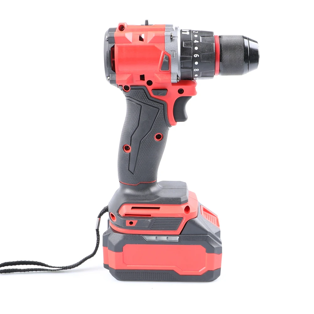 RDS12 Industrial Grade 13MM Red Brushless Cordless Drill Variable Speed Battery Powered 30mm Max Drilling Diameter OEM