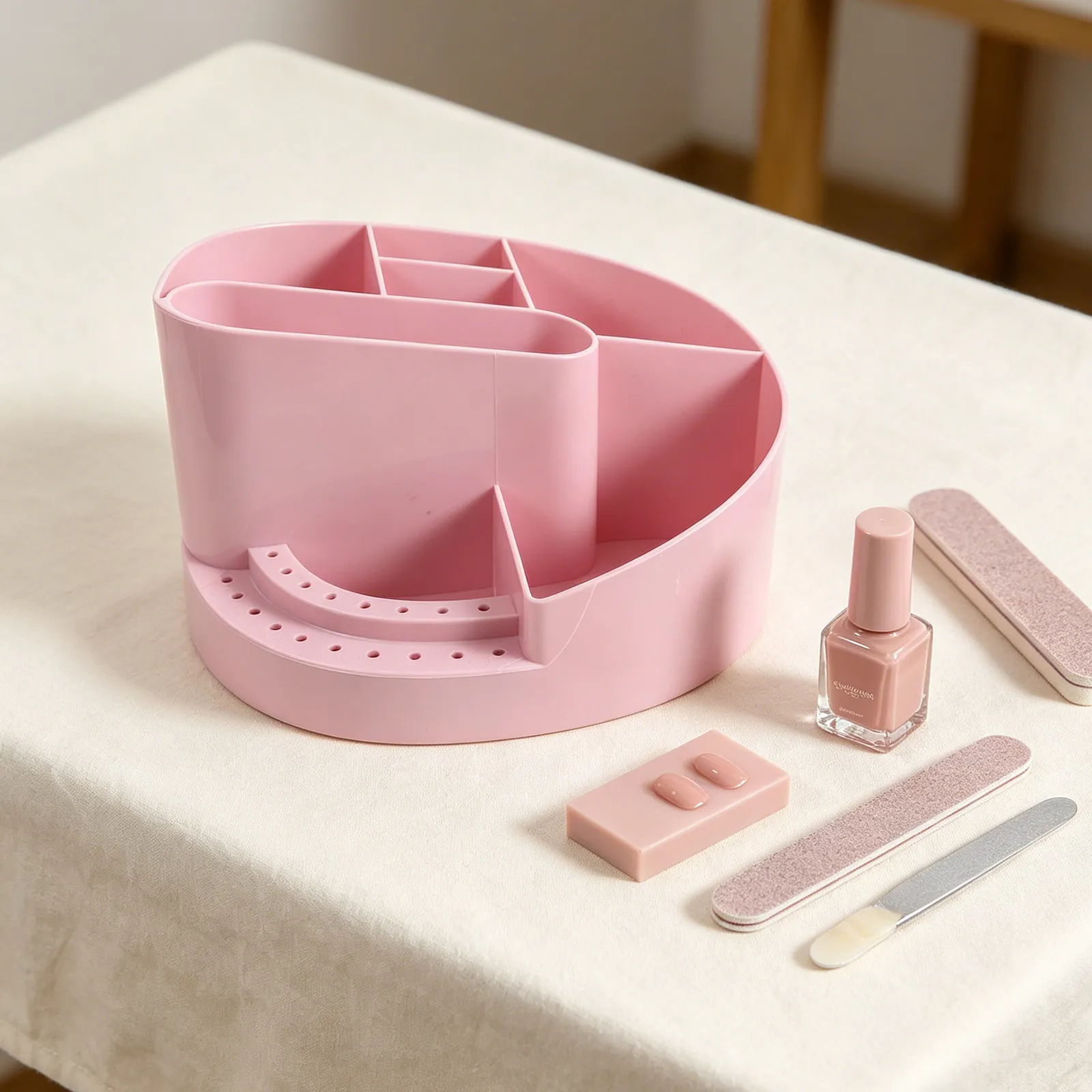 Nail Organizer Storage Box 7 Compartments Plastic Manicure Tools Holder Drill Bit Organizer Nail Tech Desk Storage Case Salon view 3