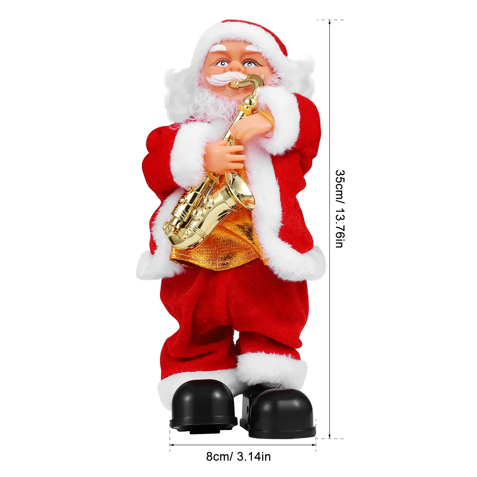 Figura de papai noel de natal com função de dança musical elétrica papai noel jogando saxofone atmosfera festiva decoração para bar de escritório