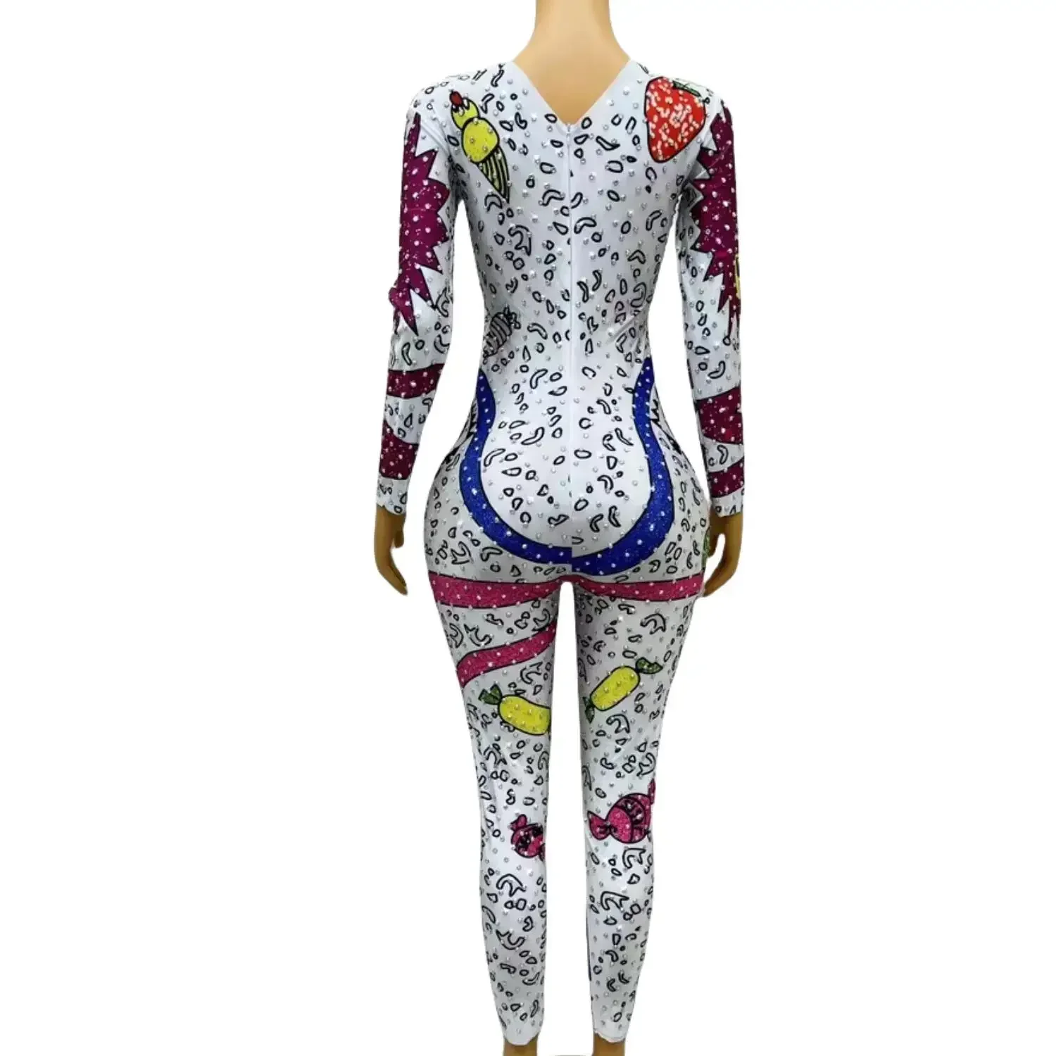 Блестящие красочные воздушные шары с героями мультфильмов, эластичные купальники, сексуальный танцевальный сценический комбинезон для дня рождения, блестящие стразы, боди для выступлений