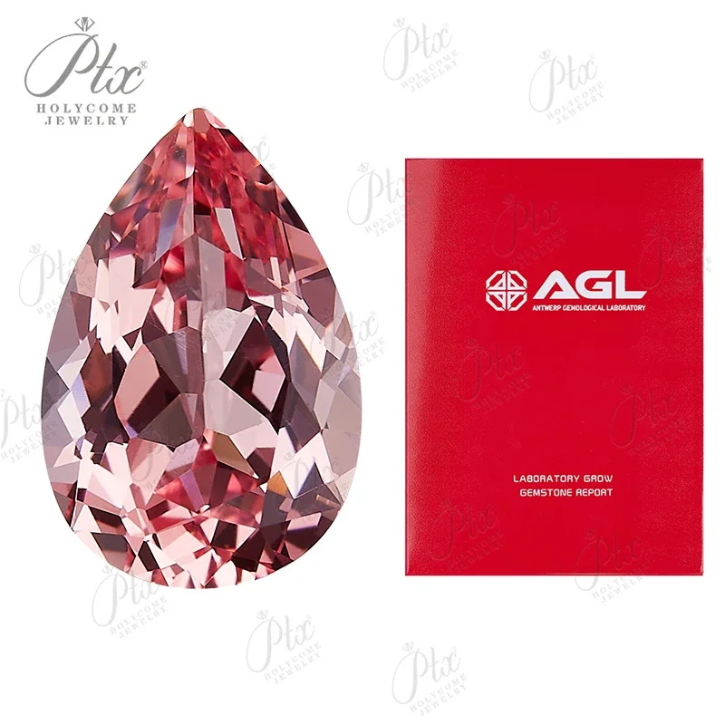 AGL Hot Sale Brilliant Pear Natural Lab Grown Paparacha   VVS1 AGL Certificated Diamond Beads  Jewelry Making Charms