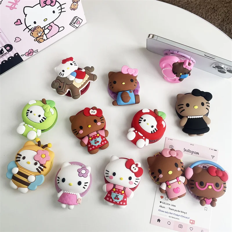 Für Magsafe Magnetischer Handygriff, Ständer, Niedlicher 3D-Cartoon Hello Kitty für iPhone, Faltbarer Halter mit Drahtlosem Laden, Stereoskopischer Halter – Detail 1