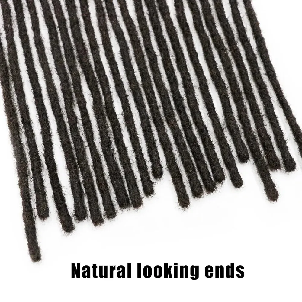 0,6 cm Echthaar-Dreadlock-Extensions 4-18 Zoll 30 Stränge Vollständig Handgefertigte Locs Weiches Natürliches Haar für Männer und Frauen – Detail 4